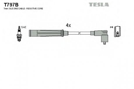 Комплект високовольтних проводів TESLA T797B
