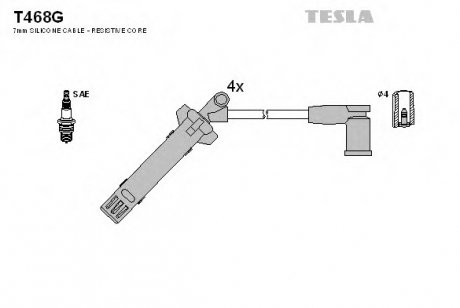 Комплект высоковольтных проводов TESLA T468G