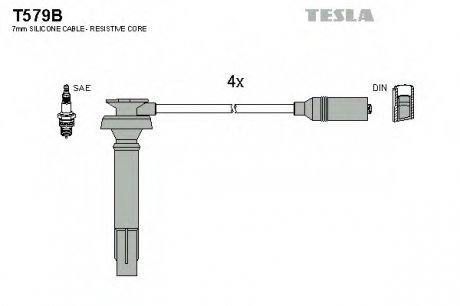 Комплект высоковольтных проводов TESLA T579B (фото 1)