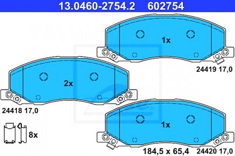 Комплект гальмівних колодок, дискове гальмо ATE 13046027542