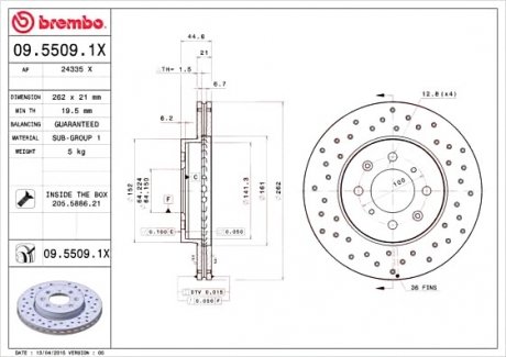 Тормозной диск BREMBO 0955091X