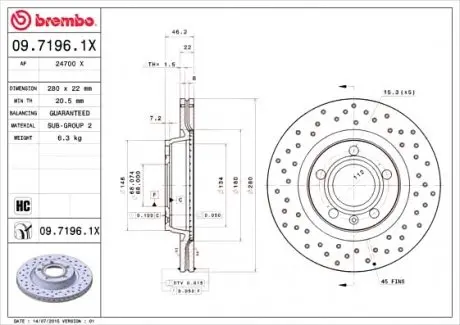 Гальмівний диск BREMBO 0971961X
