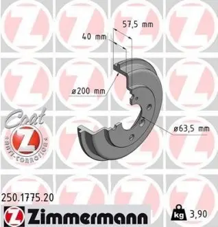 Гальмівні барабани ZIMMERMANN 250177520