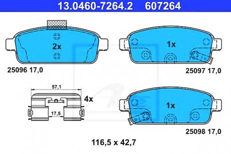 Комплект тормозных колодок, дисковый тормоз ATE 13046072642 (фото 1)