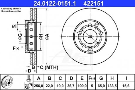 Тормозной диск 24.0122-0151.1 ATE 24012201511 (фото 1)