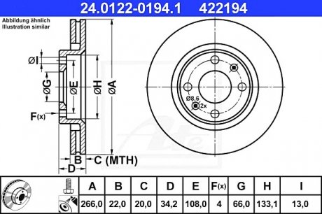 Тормозной диск 24.0122-0194.1 ATE 24012201941