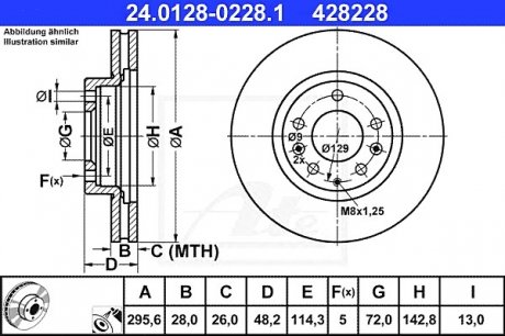 Гальмівний диск 24.0128-0228.1 ATE 24012802281