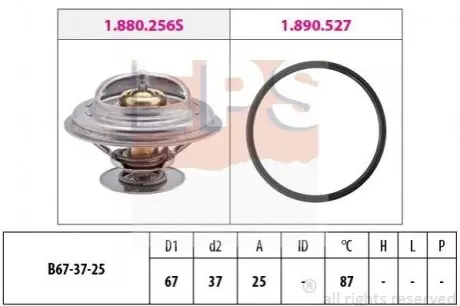 Термостат, охолоджуюча рідина VOLVO OE 273728 EPS 1880256