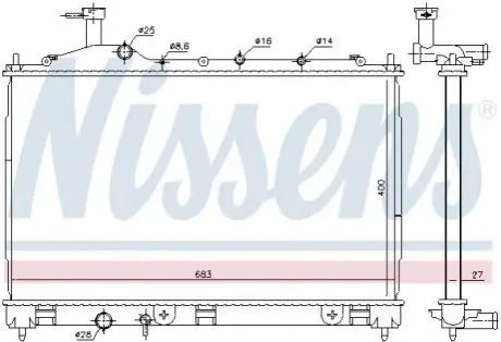 Радиатор, охлаждение двигателя NISSENS 628987