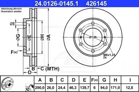 Тормозной диск 24.0126-0145.1 ATE 24012601451