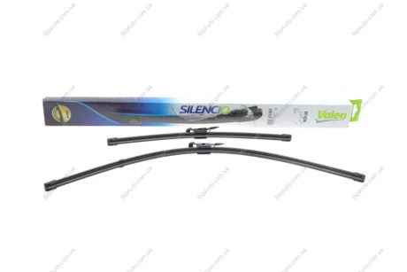 Комплект склоочисників SILENCIO FLAT BLADE SET / безкаркасні / 650 • 400 мм. / + спойлер / Valeo 574375