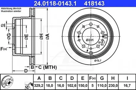 Тормозной диск 24.0118-0143.1 ATE 24011801431