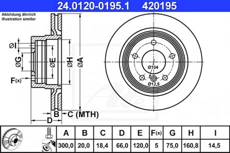 Тормозной диск 24.0120-0195.1 ATE 24012001951 (фото 1)