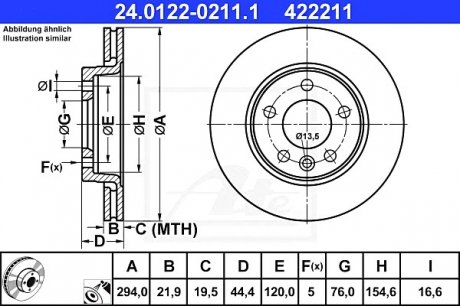 Тормозной диск 24.0122-0211.1 ATE 24012202111
