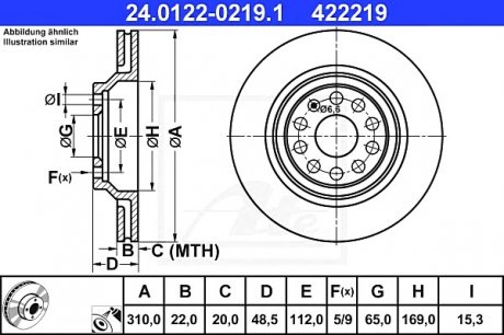 Тормозной диск 24.0122-0219.1 ATE 24012202191