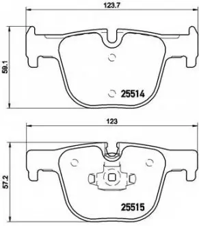 Комплект гальмівних колодок, дискове гальмо BREMBO P06072
