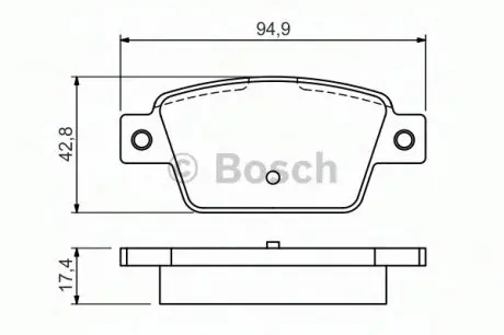 Комплект тормозных колодок, дисковый тормоз BOSCH 0986494536 (фото 1)