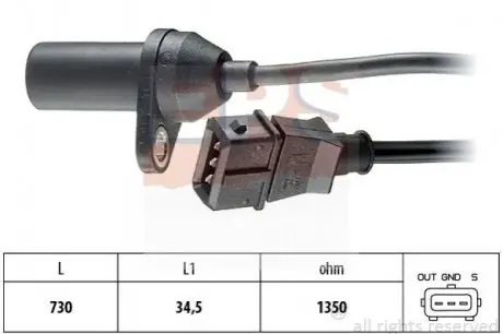 Датчик колінвала Fiat Brava, Bravo, Doblo, Marea, Multipla, Palio, Stilo 1.6 16V 10.95- EPS 1953157