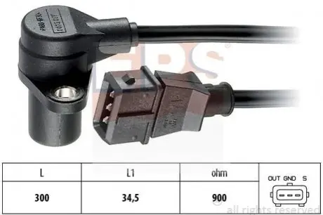 Датчик положения коленвала Opel Astra G 1.7TD 02.98- EPS 1953237