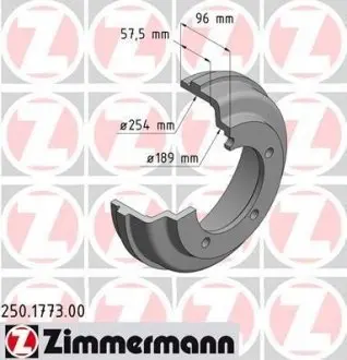 Тормозной барабан 250.1773.00 ZIMMERMANN 250177300
