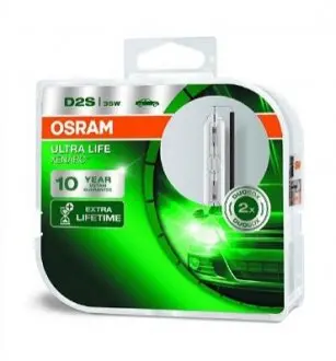 Лампочка Ultra Life xenon D2S (2 шт, 85 В, 35 Вт, 3200 лм, тип гнізда: P32D-2 в 4 рази довший термін служби) OSRAM 66240ULTHCB