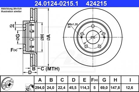 Тормозной диск 24.0124-0215.1 ATE 24012402151 (фото 1)