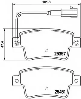 Комплект гальмівних колодок, дискове гальмо BREMBO P23142