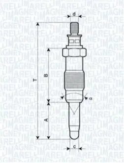 ЭЛЕКТРО свеча накала GN 858 OM601-603 89- MAGNETI MARELLI UX13A