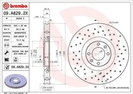 Гальмівний диск 09.D096.13 BREMBO 09D09613