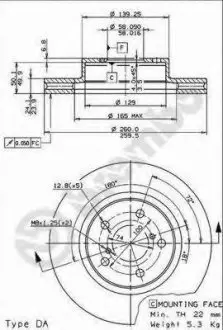 Тормозной диск BREMBO 09567311