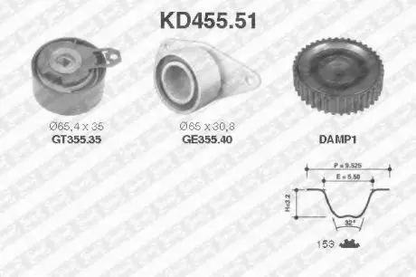 Комплект ременя ГРМ SNR SNR NTN KD455.51