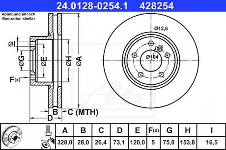 Тормозной диск 24.0128-0254.1 ATE 24012802541 (фото 1)
