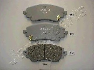 Комплект тормозных колодок, дисковый тормоз JAPANPARTS PA201AF (фото 1)