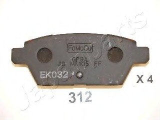 Комплект тормозных колодок, дисковый тормоз JAPANPARTS PP312AF