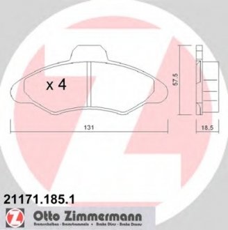 Комплект тормозных колодок, дисковый тормоз ZIMMERMANN 211711851
