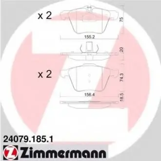 Комплект гальмівних колодок, дискове гальмо ZIMMERMANN 240791851 (фото 1)