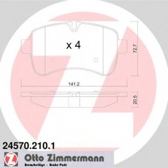 Комплект тормозных колодок, дисковый тормоз ZIMMERMANN 245702101