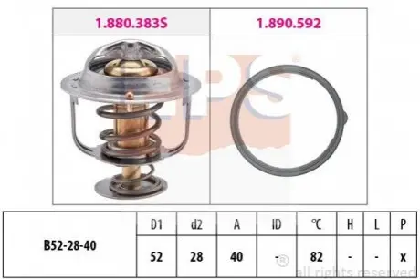 Термостат Mazda 626 GE 1.8,2.0,2.5 91-/6 1.8I 16V,2.0I 16V,2.3I 16V,2.0TDVI 16V 07-/ 2.0I 16V 07- EPS 1880383