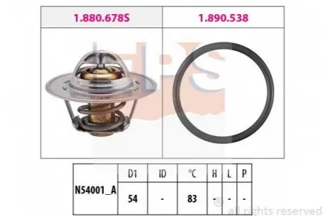 Термостат 83 C Seat Ibiza 1.4 16V 02-09/Skoda Fabia 1.4 16V 99-08/Roomster 1.4 06-15/VW Polo 1.4 16V 01-09 1.880.678 EPS 1880678