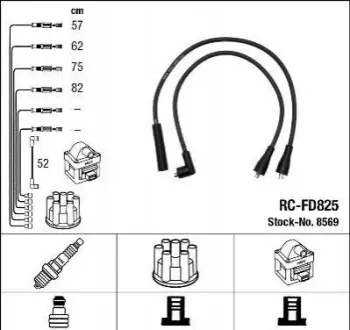 Комплект кабелей высоковольтных NG NGK RCFD825 (фото 1)