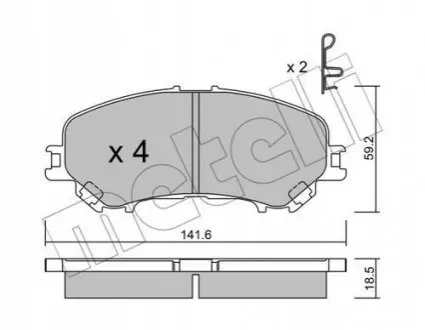 Комплект гальмівних колодок (дискових) 22-1010-0 Metelli 2210100