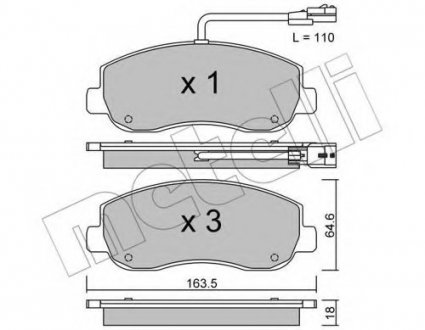 Комплект тормозных колодок, дисковый тормоз Metelli 2208980 (фото 1)