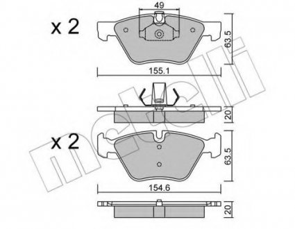 Комплект тормозных колодок, дисковый тормоз Metelli 2205570 (фото 1)