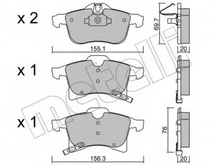 Комплект гальмівних колодок (дискових) 22-0539-0 Metelli 2205390