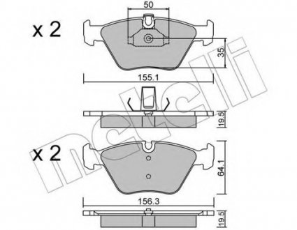 Комплект тормозных колодок, дисковый тормоз Metelli 2202070 (фото 1)