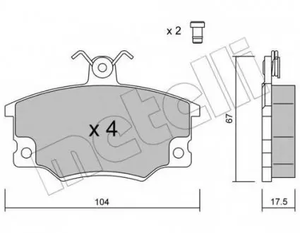Комплект гальмівних колодок, дискове гальмо 22-0030-1 Metelli 2200301 (фото 1)