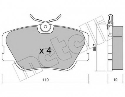 Комплект тормозных колодок, дисковый тормоз 22-0061-0 Metelli 2200610 (фото 1)
