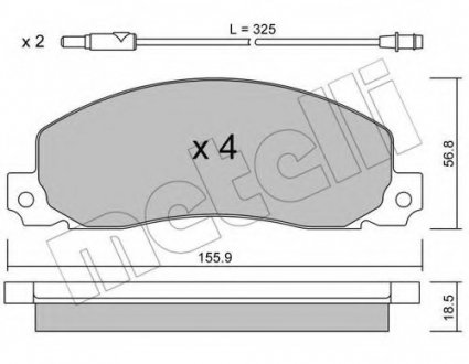 Комплект гальмівних колодок, дискове гальмо 22-0098-0 Metelli 2200980