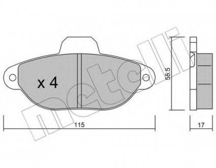 Комплект тормозных колодок, дисковый тормоз 22-0159-1 Metelli 2201591 (фото 1)