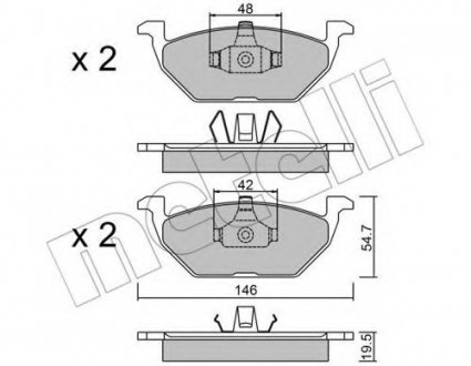 Комплект тормозных колодок, дисковый тормоз 22-0211-1 Metelli 2202111 (фото 1)